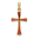 14K Pink Enameled Tapered Cross Charm