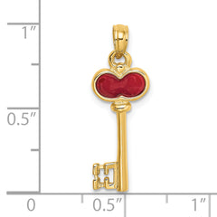 14K Polished 3D Enameled Heart Key Charm
