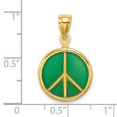 14K 3-D Green Enameled Peace Symbol Charm