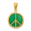 Green Enamel Peace Symbol Charm in 14K Yellow Gold, 11mm - Sophia Jewelers