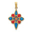 Celtic Knot Charm in 14K Yellow Gold, 26mm, Multi-Color Enamel - Sophia Jewelers