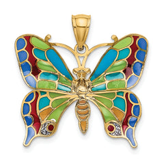 14K Enameled Butterfly Pendant