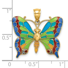 14K Enameled Butterfly Pendant