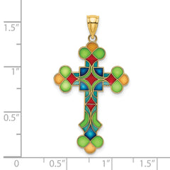 14K Multi Color Enameled Cross Charm