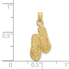 14K 3D KEY WEST Double Flip Flop Charm