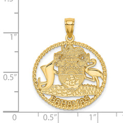 14K BAHAMAS Crest In Textured Frame Charm