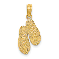 14K 3D Textured CAPE MAY Flip-flop Charm