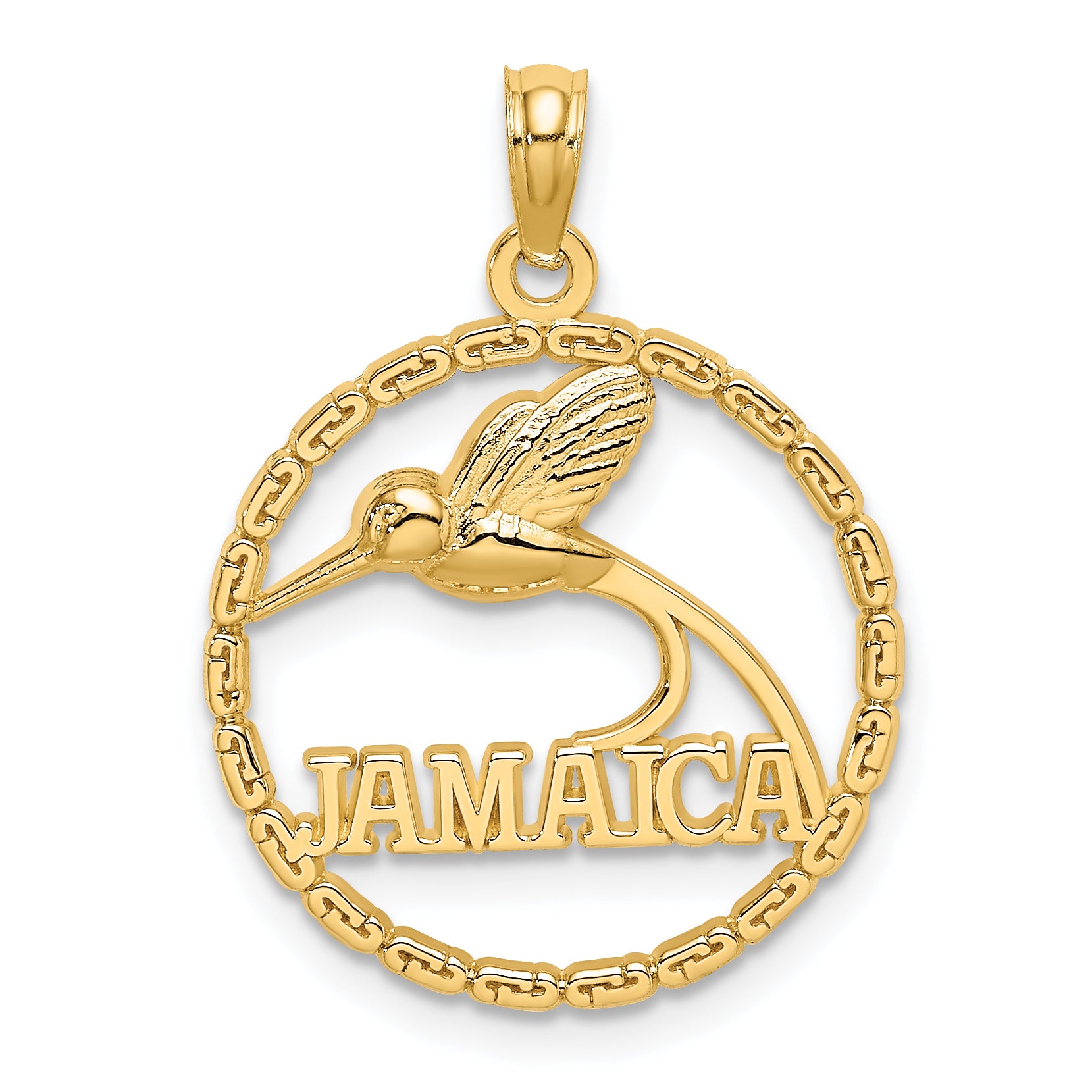 14K JAMAICA w/ Bird in Circle Charm