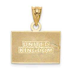 14K and White Rhodium Solid Enameled United Kingdom Flag Pendant