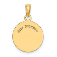 14K Polished and Textured Flat Baseball Charm