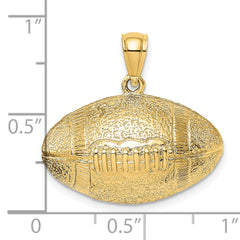 14K 3-D Football Horizontal Pendant