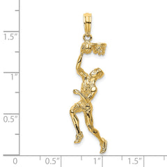 14K 3-D Basketball Player w/Ball and Partial Hoop Charm