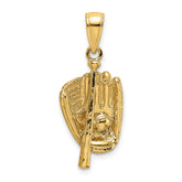 14K 3-D Polished Baseball Glove, Bat and Ball Charm