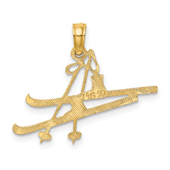 14K Polished Snow Skis, Boot & Pole Charm