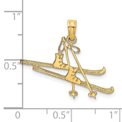 14K Polished Snow Skis, Boot & Pole Charm