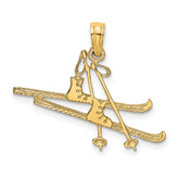 14K Polished Snow Skis, Boot & Pole Charm