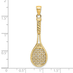 14K 3-D Polished Tennis Racquet Charm