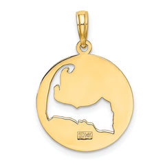 14K Polished Cut-Out CAPE COD Map Charm