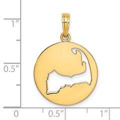 14K Polished Cut-Out CAPE COD Map Charm