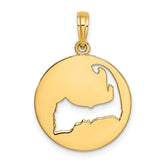 14K Polished Cut-Out CAPE COD Map Charm
