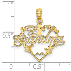 14K #1 Script GRANDMA In Heart Charm