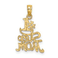 14K Polished Engraved #1 STEP MOM Charm
