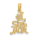 14K Polished Engraved #1 STEP MOM Charm