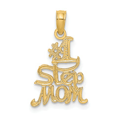 14K Polished Engraved #1 STEP MOM Charm