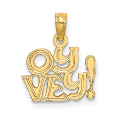 14K Polished and Engraved OY VEY Charm