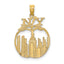 New York Skyline in Apple Charm in 14K Yellow Gold, 19mm Textured - Sophia Jewelers