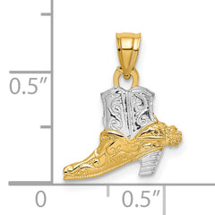 14k w/ Rhodium Cowboy Boot Charm