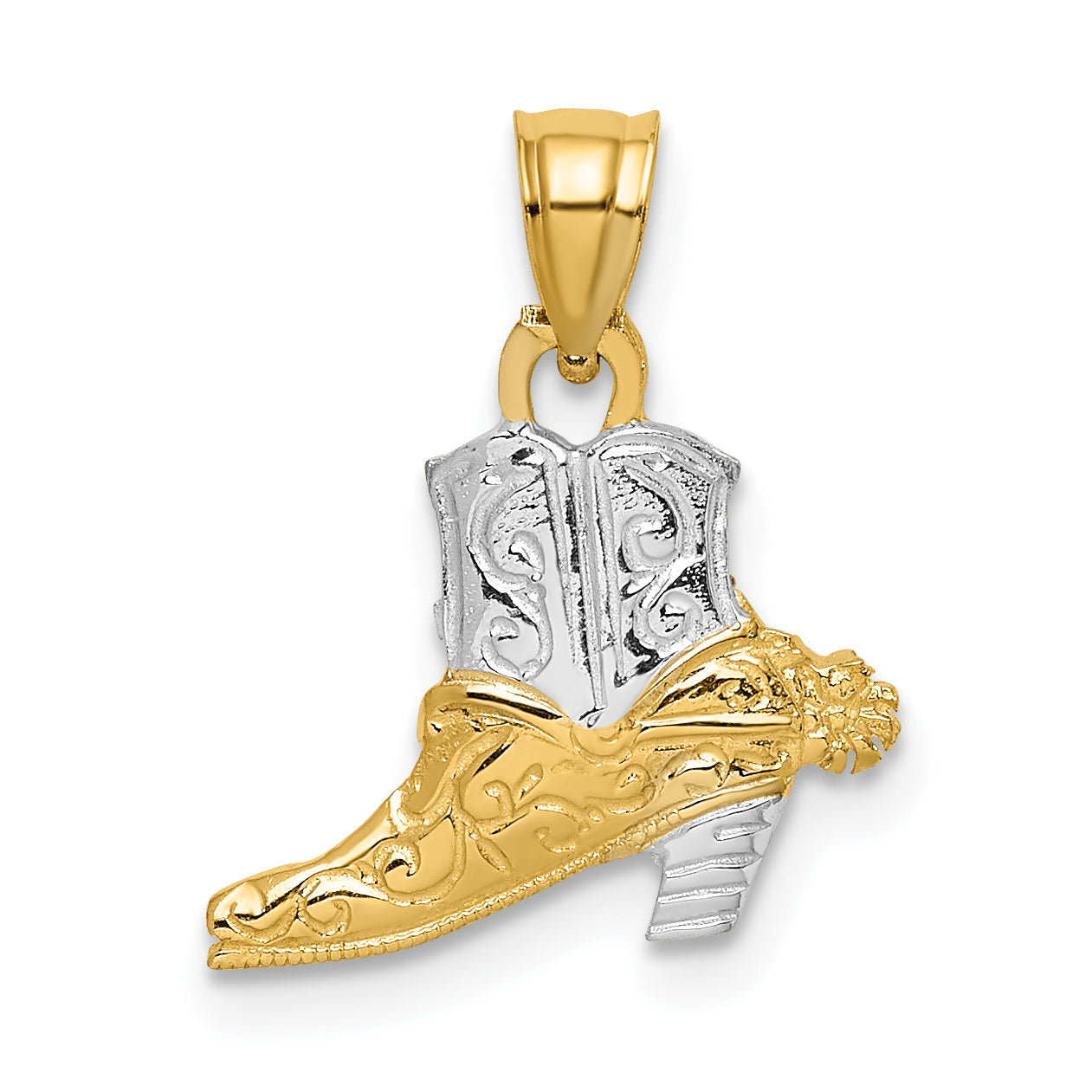 14k w/ Rhodium Cowboy Boot Charm