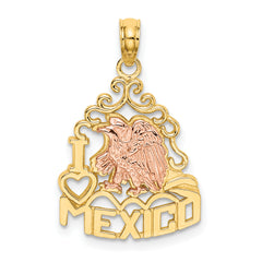 14k Two-tone I HEART MEXICO w/ Eagle Charm