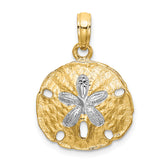 14K with White Rhodium Polished Sand Dollar Charm