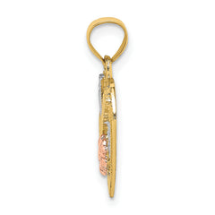 14k Two-tone White Rhodium #1 GRANDMA In Heart Charm