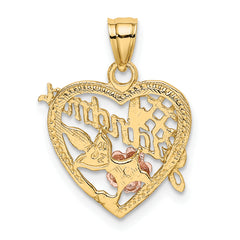 14k Two-tone White Rhodium #1 GRANDMA In Heart Charm