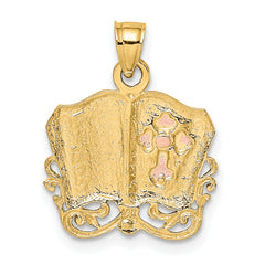 14K Two-tone w/White Rhodium Holy Bible w/Cross Charm