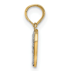 14k with White Rhodium Textured Mini Heart Charm