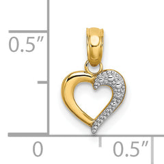 14k with White Rhodium Textured Mini Heart Charm