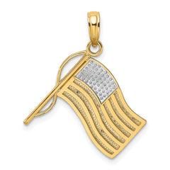 14k w/ Rhodium American Flag Charm