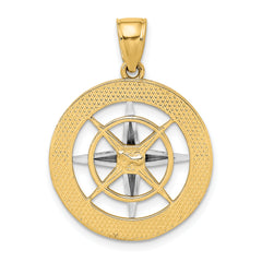14K Nautical Compass w/White Gold Needle Charm