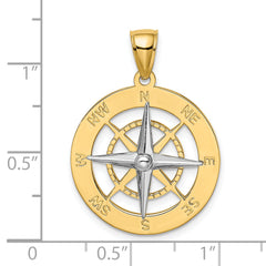 14K Nautical Compass w/White Gold Needle Charm