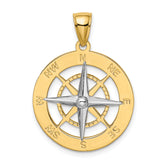 14K Nautical Compass w/White Gold Needle Charm