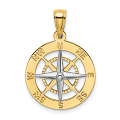 14K Nautical Compass w/White Gold Needle Charm