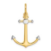 14K w/Rhodium 3-D Anchor w/Shackle Bail Charm