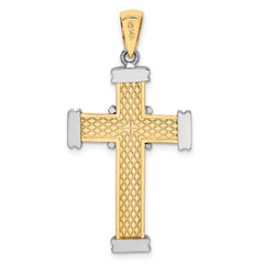 14K Two-tone Polished Cross Charm