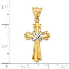 14K Two-Tone Polished Cross X Center Design Charm