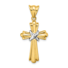 14K Two-Tone Polished Cross X Center Design Charm