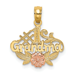 14k Two-Tone #1 GRANDMA w/ Flower Charm