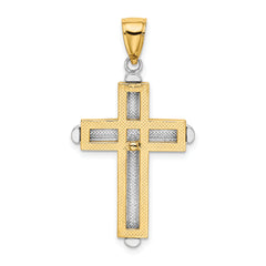 14K Two-tone Beveled Cross Charm